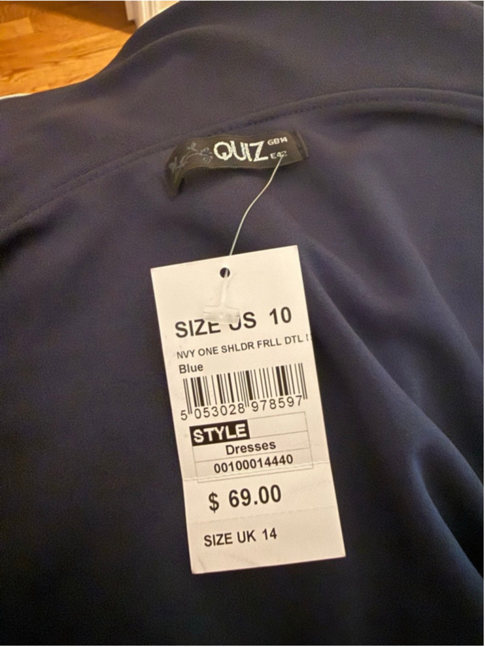 Women's Quiz Navy One Shoulder Ruffle Hem Dress Size 10 - Picture 4 of 4